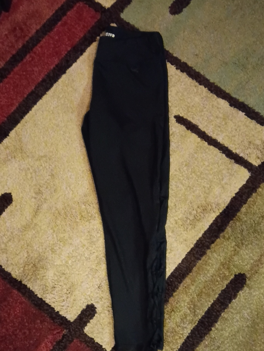 Hollister Black Leggings with Side Lace-Up Detail Size Medium